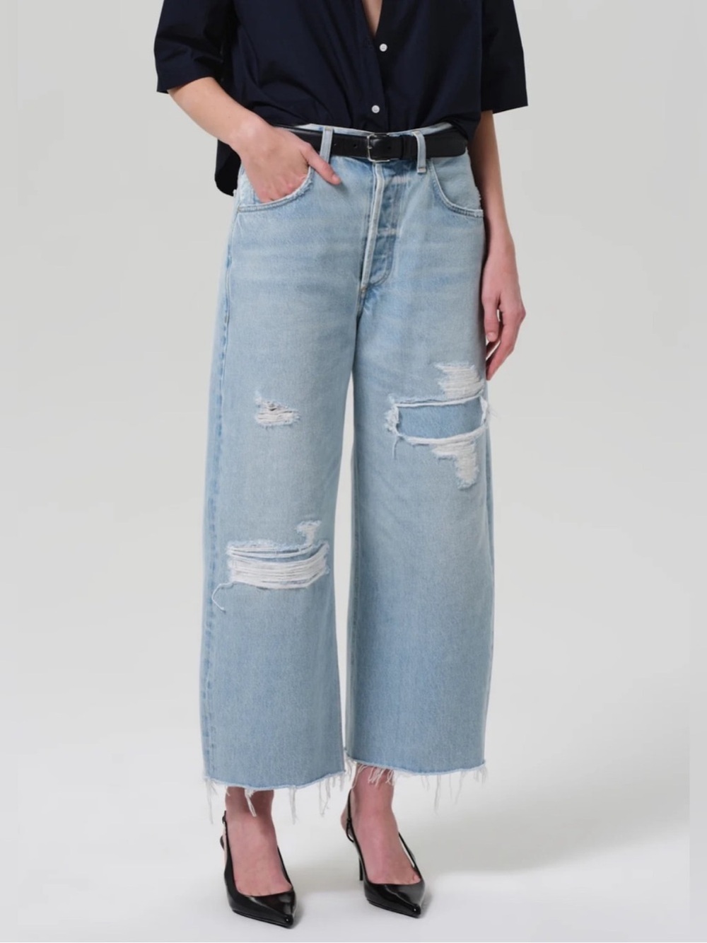 Citizens of Humanity Ayla Cropped Raw Hem Jeans Vaquero